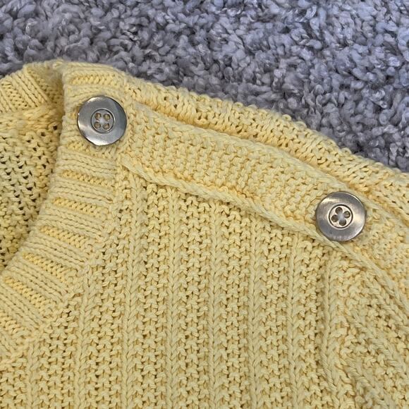 Talbots Cable Knit Sweater Crew Neck Pullover Yellow Fisherman Button Size Small - Picture 10 of 10